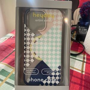 Heyday Artist Series Checkered Phone Case for iPhone 16 Pro Max - Blue and White